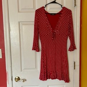 Red dress with white polka dots! Missguided. Size small